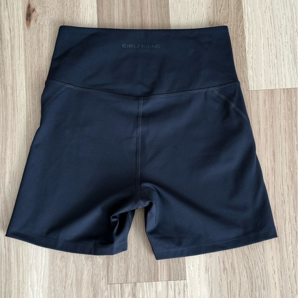 New Girlfriend Collective High Waist Shorts With Pockets - Navy Size Small - Picture 10 of 11